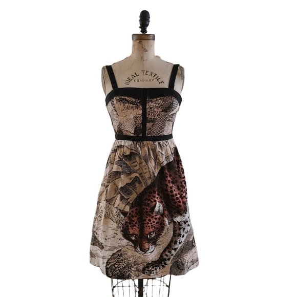 Anthropologie Liefsdottir Felidae Cheetah Dress 0 EUC - Picture 2 of 5